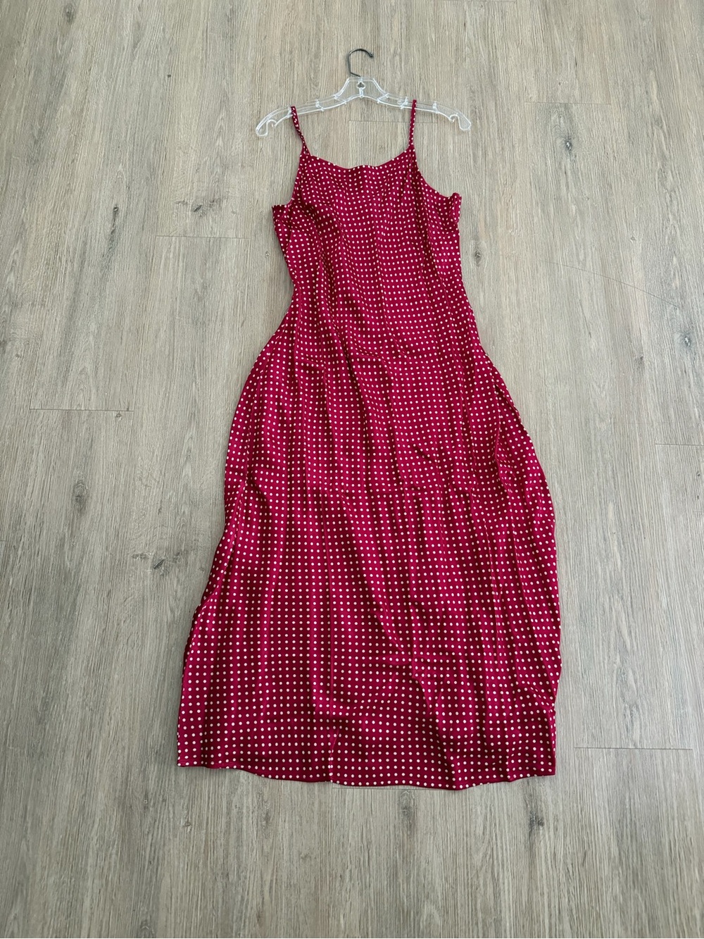 LOFT Cherry Red Polka Dot Maxi Slip Dress - Picture 3 of 11